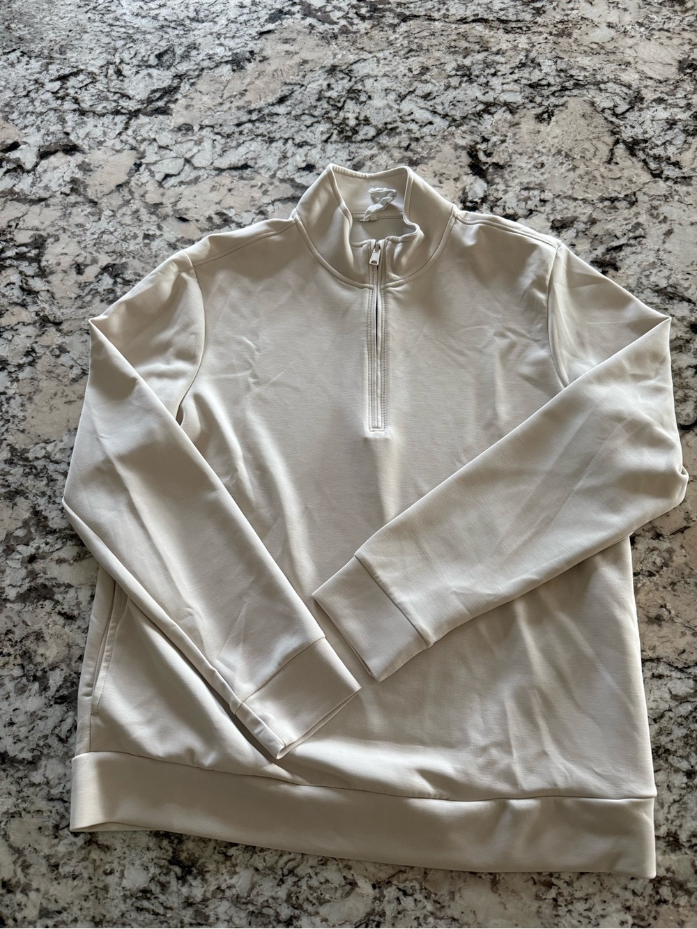 Men's Cream Quarter-Zip Performance Sweater